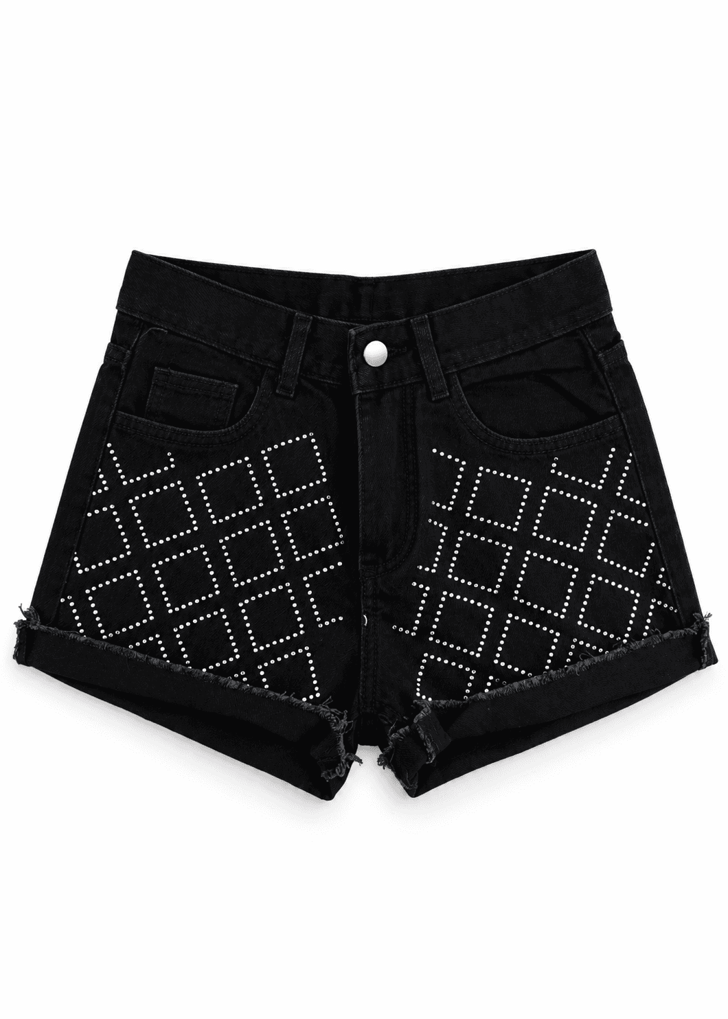 Short negro c/ cuadros brillo